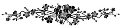 Sticker Zwart-wit bloemen rechthoekig ornament