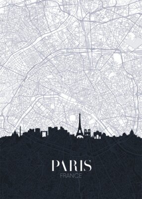 Zwart-wit kaart van Parijs