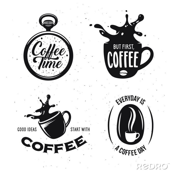 Sticker Zwart-wit koffieafbeeldingen