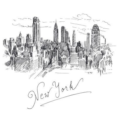 Zwart-wit schets van New York