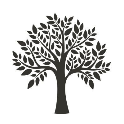 Sticker Zwart-wit tekening van een bladverliezende boom