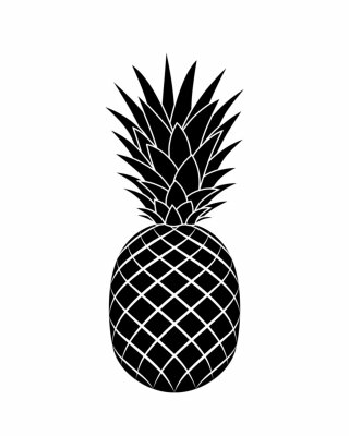 Sticker Zwart-wit tekening van een enkele ananas