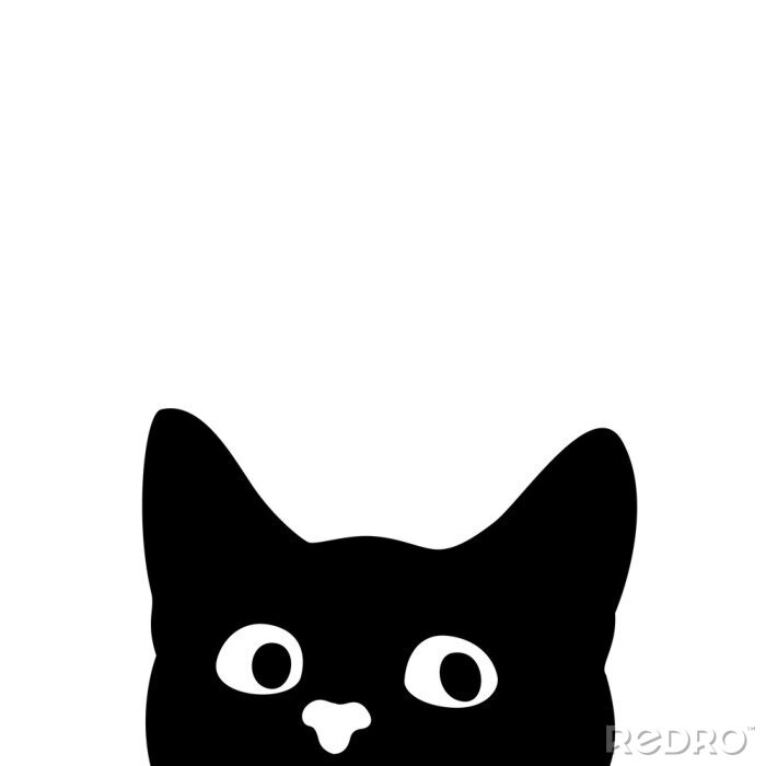 Sticker Zwart-wit tekening van een kat die over de rand gluurt