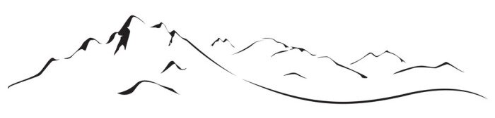 Sticker Zwart-wit tekening van een minimalistisch berglandschap