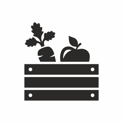 Sticker Zwart-wit tekening van een wortel en een appel