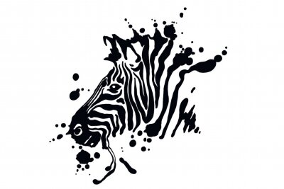 Sticker Zwart-wit zebra hoofd abstracte illustratie