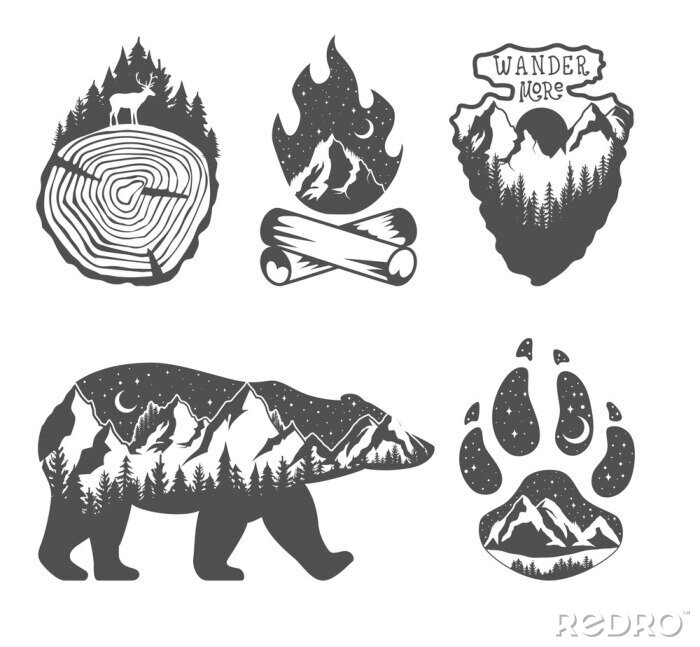 Sticker Zwart-witafbeeldingen geïnspireerd op dieren in het wild