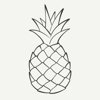 Sticker Zwart-witafbeeldingen met een enkele ananas