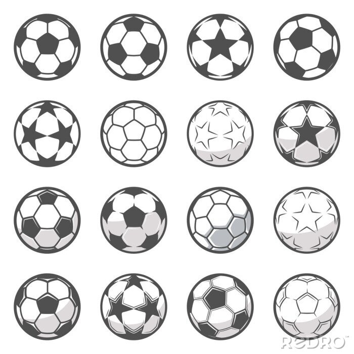Sticker Zwart-witte ballen in verschillende patronen
