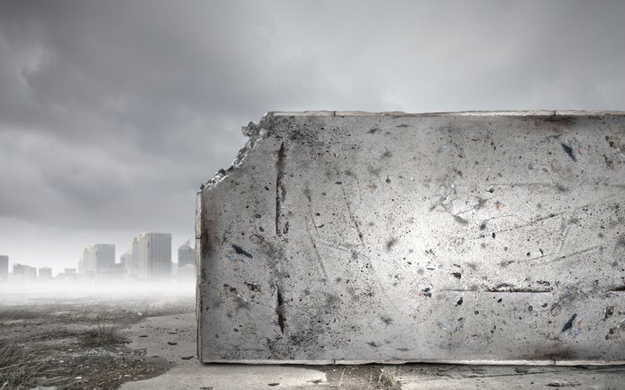 Sticker Zwart-witte betonnen muur