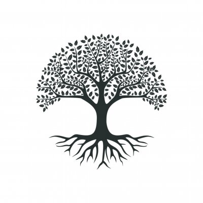 Sticker Zwart-witte boom minimalistische afbeeldingen