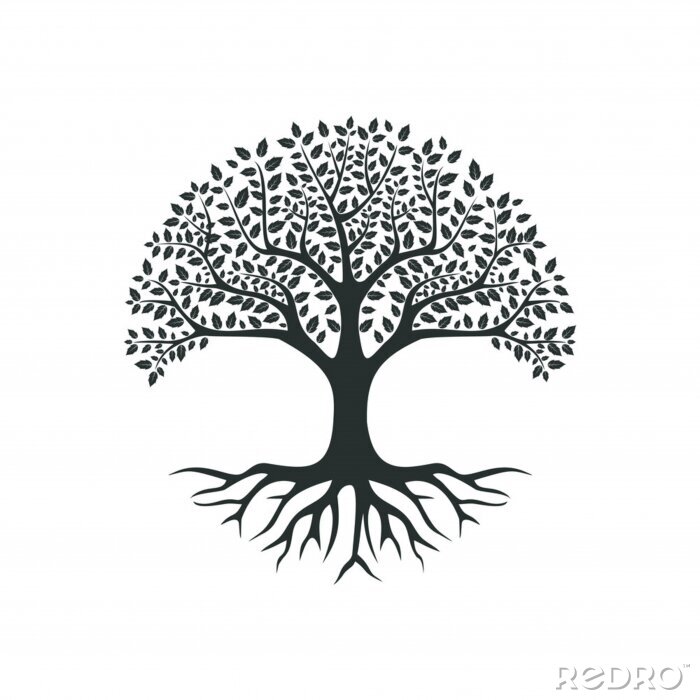Sticker Zwart-witte boom minimalistische afbeeldingen