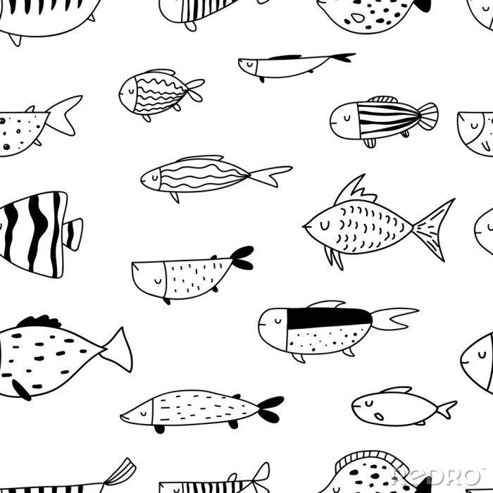Sticker Zwart-witte kindervissen