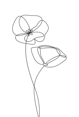 Sticker Zwart-witte papaverbloemen