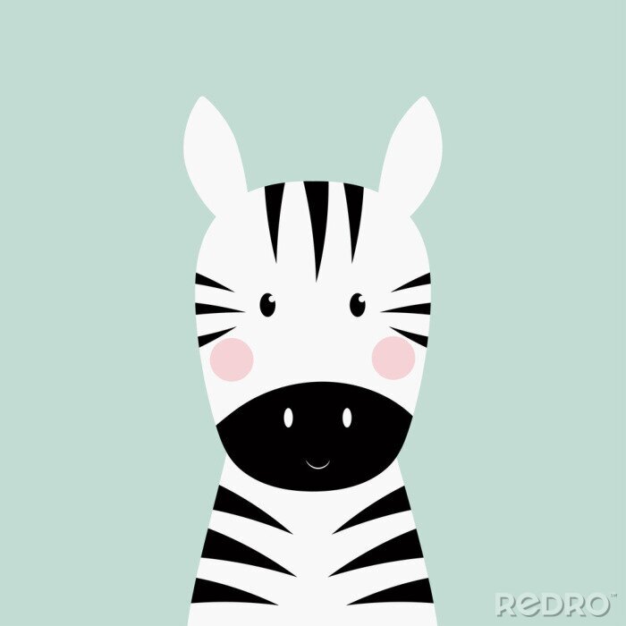 Sticker Zwart-witte zebra met roze gebakjes