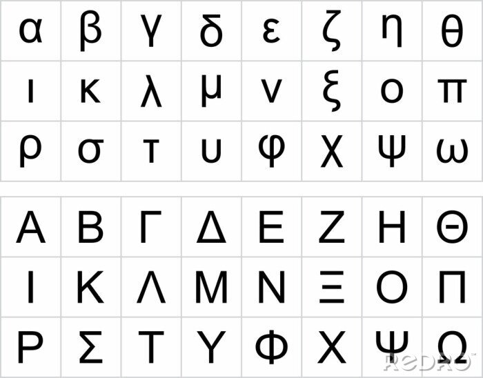 Sticker Zwarte alfabet Griekse letters hoofdletters en kleine letters