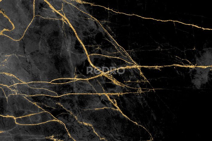 Sticker Zwarte en gouden marmertextuur