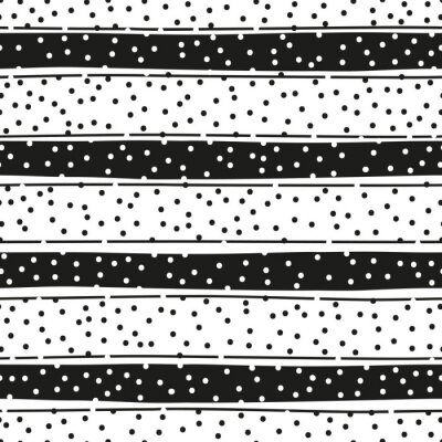 Sticker Zwarte en witte naadloze achtergrond van strepen en cirkels
