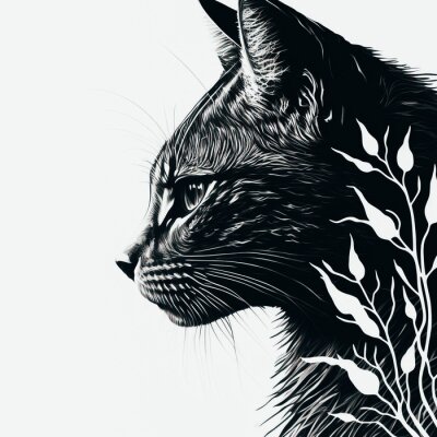 Sticker Zwarte katten- en plantenmotten