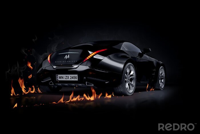 Sticker Zwarte sportwagen. Non-branded auto-ontwerp.