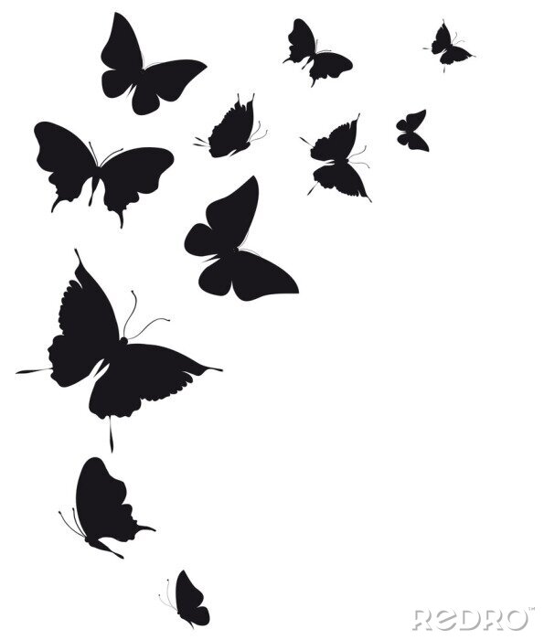 Sticker Zwarte vlinders op een lichte achtergrond